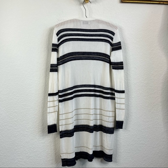Falconeri Long Striped Ribbed Open Front Cardigan - Picture 4 of 7